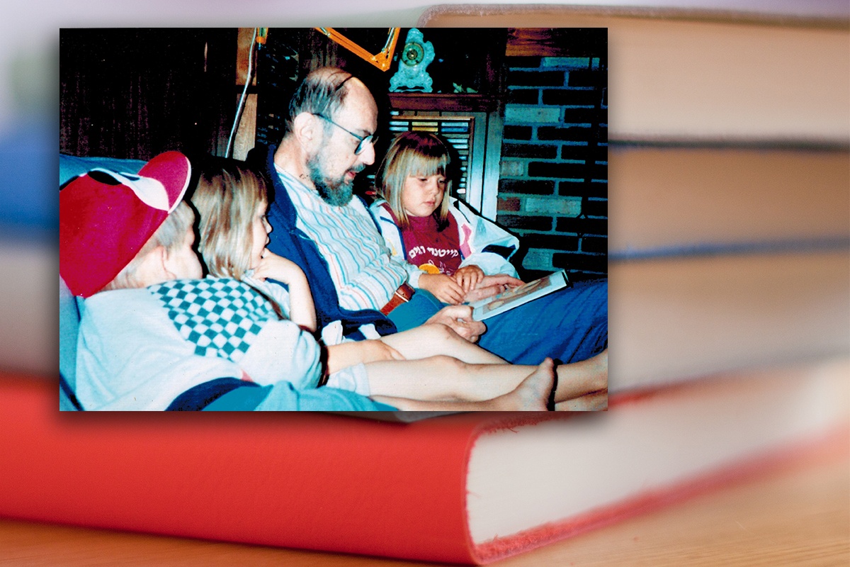 Photo inset: Howard Halpern reading to his grandchildren.